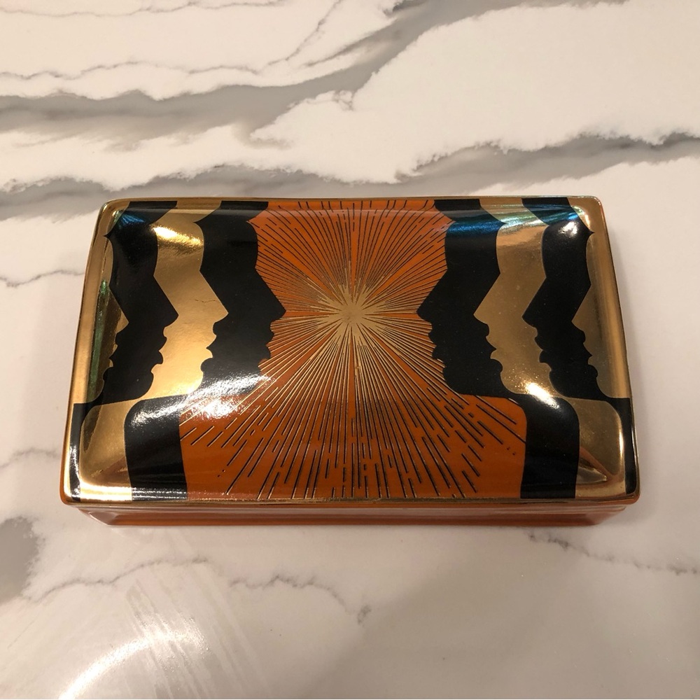 Spitfire "Year of the Fox" Black/Gold/Orange Sunrise Silhouette Ceramic Box